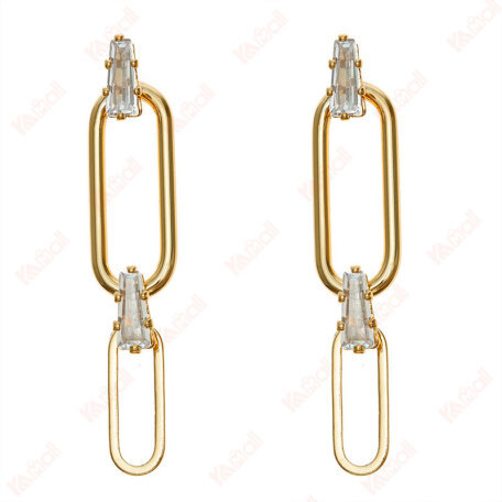 chic gold plated zircon stud earrings